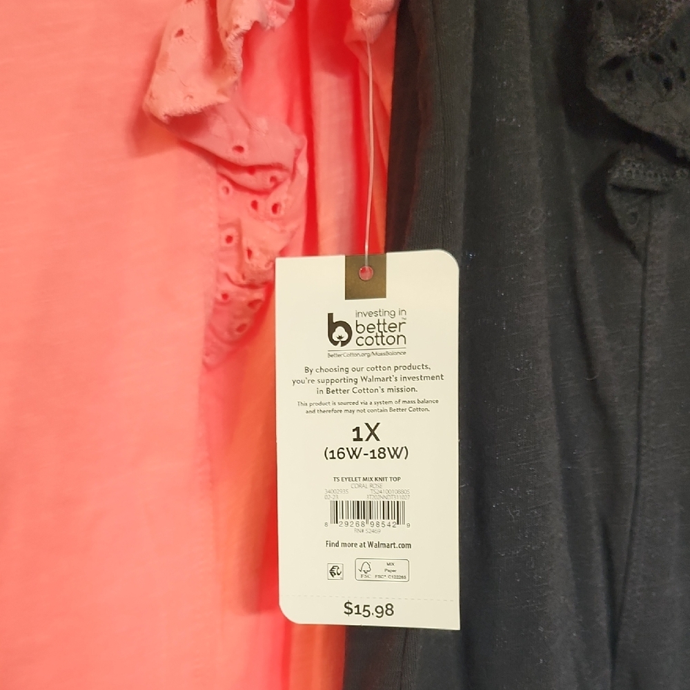 Terra & Sky Pink and Black Short Sleeve Tops - Picture 2 of 3